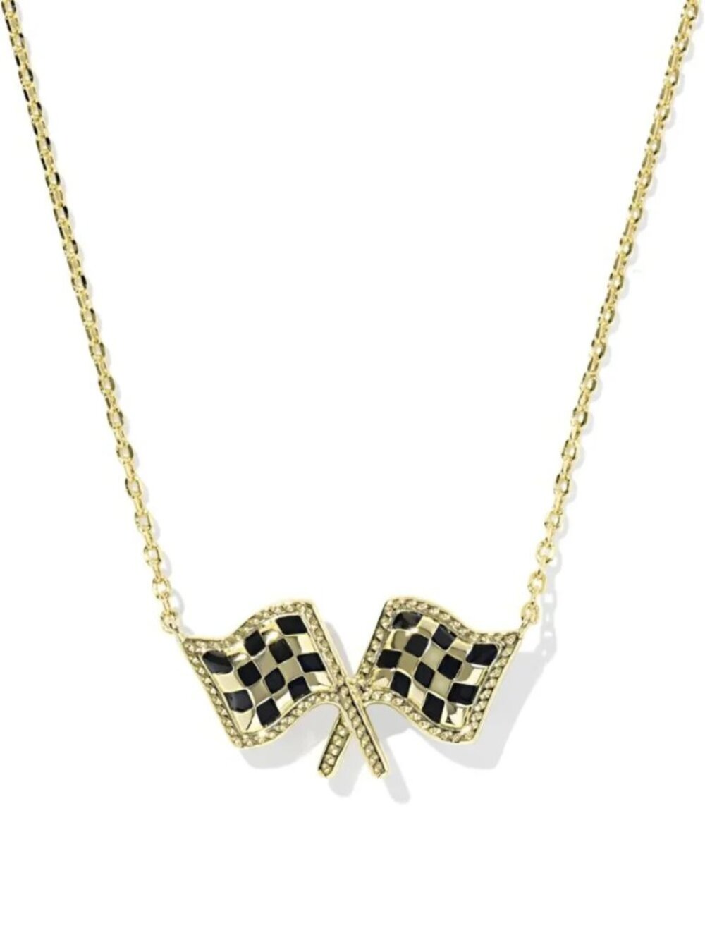 Kendra Scott x Checkered Flag Gold Short Pendant Necklace